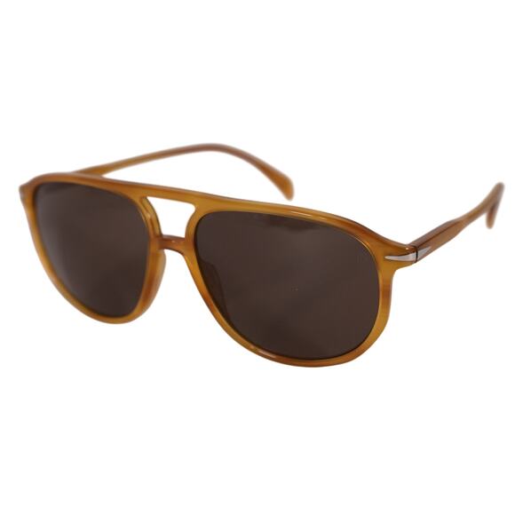 David Beckham Lightweight Aviator Sunglasses - Yellow Horn / Brown - NWT - Picture 2 of 9